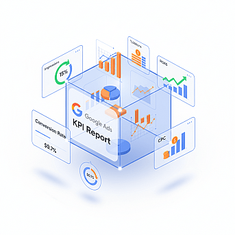 Grafische Darstellung von Leistungskennzahlen für Google Ads.
